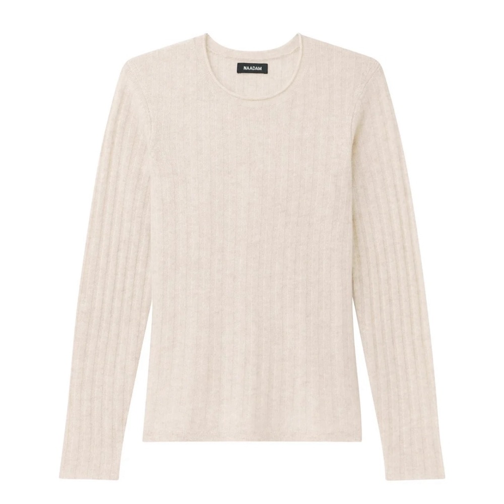 NAADAM 100% ethically-sourced Cashmere Ribbed Sweater in Oatmeal